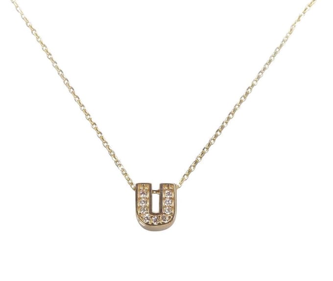 Gouden ketting met U zirkonia hanger
