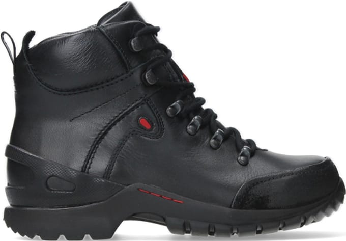 Wolky Hoge veterschoenen City Tracker WP zwart leer