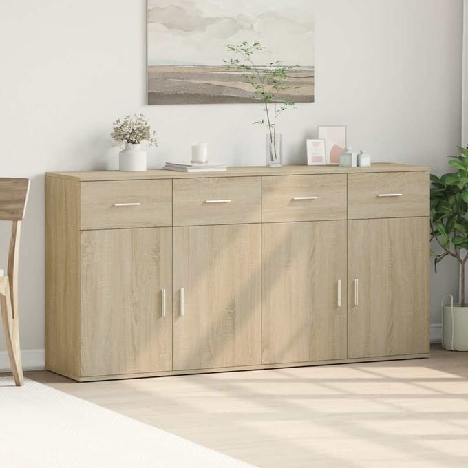 vidaXL - Dressoirs - 2 - st - 79x38x80 - cm - bewerkt - hout - sonoma - eikenkleurig