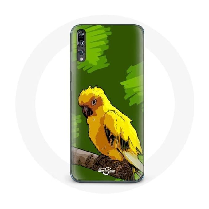Hoesje voor Huawei P20 Gele Parkiet Vogels Groene Achtergrond geel