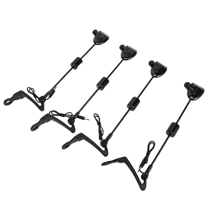 4 Stuks Visbeetalarm Indicatoren Karpervissen LED Verlichte Beetindicator voor Buiten black