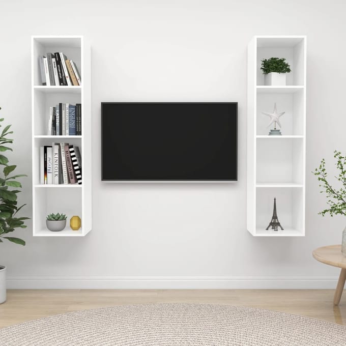 vidaXL - Tv-wandmeubelen - 2 - st - bewerkt - hout - wit