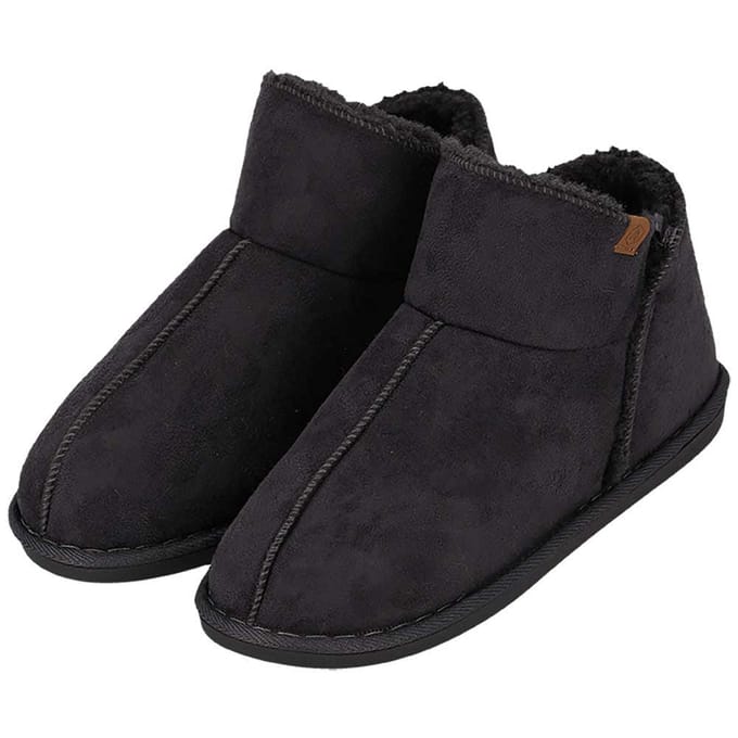 Apollo Pantoffels Dames - Boots Suede - Donker Grijs - Maat 39/40 - Sloffen Hoog Model - Harde zool met grip