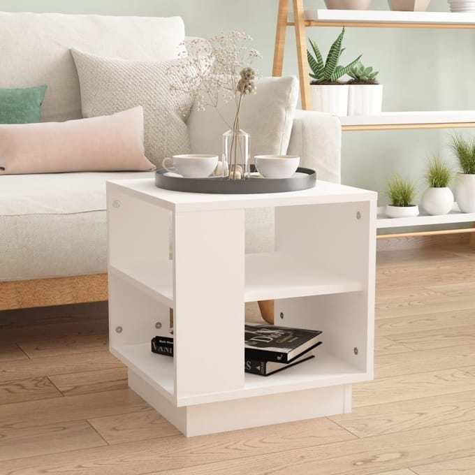 vidaXL - Salontafel - 40x40x43 - cm - bewerkt - hout - wit