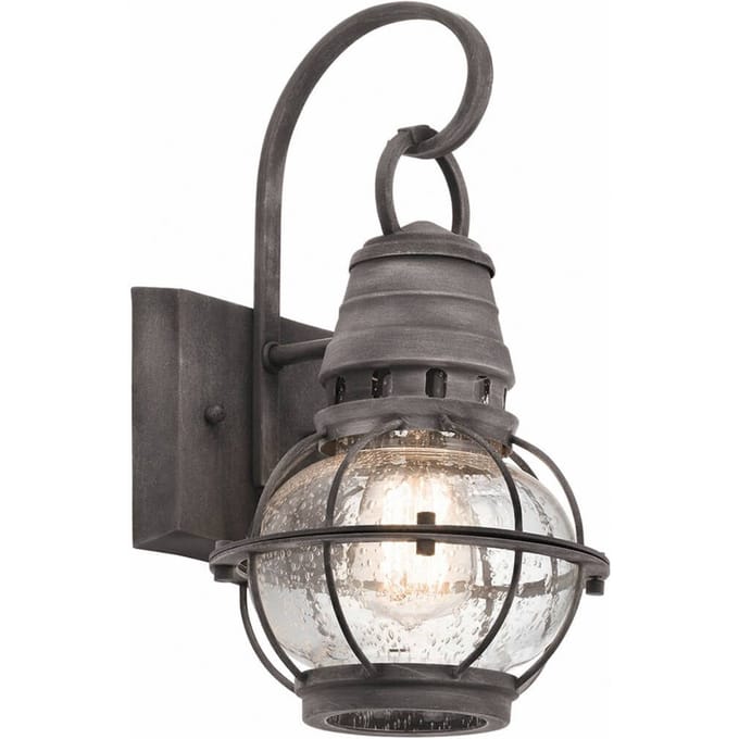 Kichler LED Wand Buitenlamp Bridge Point | 1X E27 Max 60W | IP44 | Dimbaar | Weathered Zinc