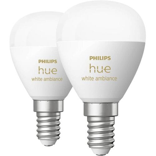 Philips Hue LED lamp - kogellamp - E14 fitting - bevat 2 lampen - aanpasbaar wit licht - slimme verlichting
