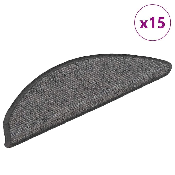 vidaXL - Trapmatten - 15 - st - 56x17x3 - cm - Beige - en - Grijs - Halfrond