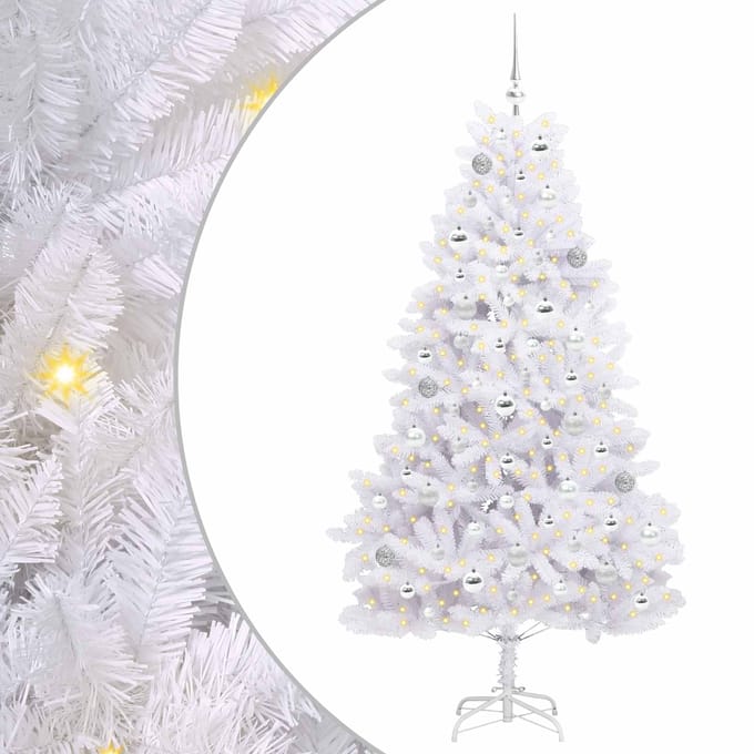 vidaXL Kunstmatige Inklapbare Kerstboom Wit 180 cm PVC en staal