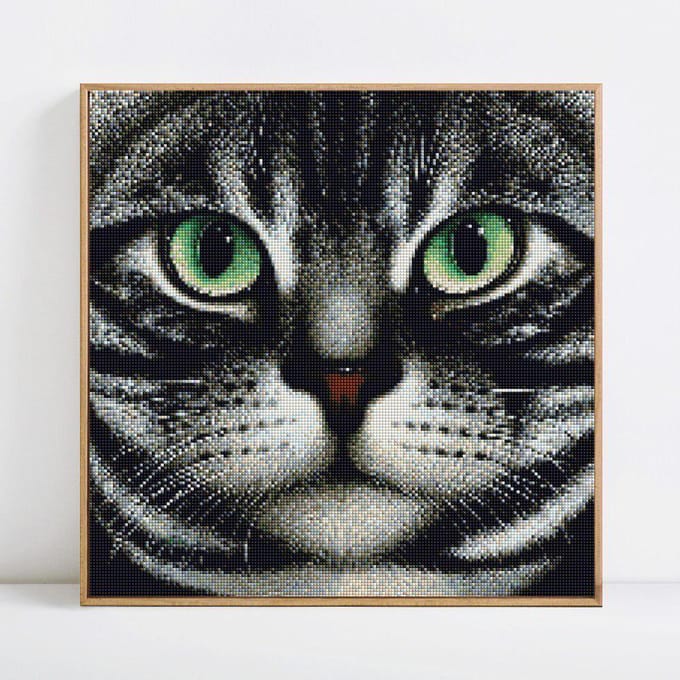 Vente Mosaïque Diamant Animaux Peinture Diamant 5d Forage Complet Rond Photos de Chat 30x30 black