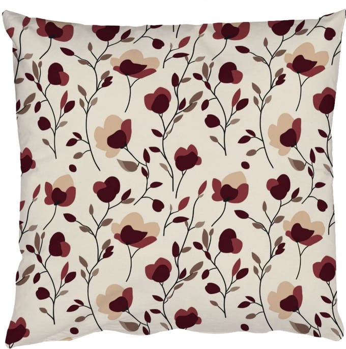 Sierkussens - Kussentjes Woonkamer - 40x40 cm - Bloemen - Botanisch - Bordeaux