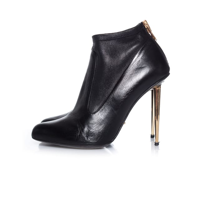 Tom Ford Zwart Goud Stiletto Enkellaarsjes.