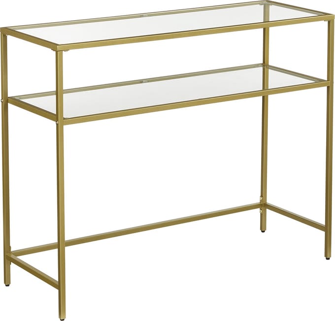 Dressoir - Sidetable - Console tafel - Bijzettafel - Wandtafel - Woonkamertafel - Met glas - 100 x 35 x 80 cm - Goud