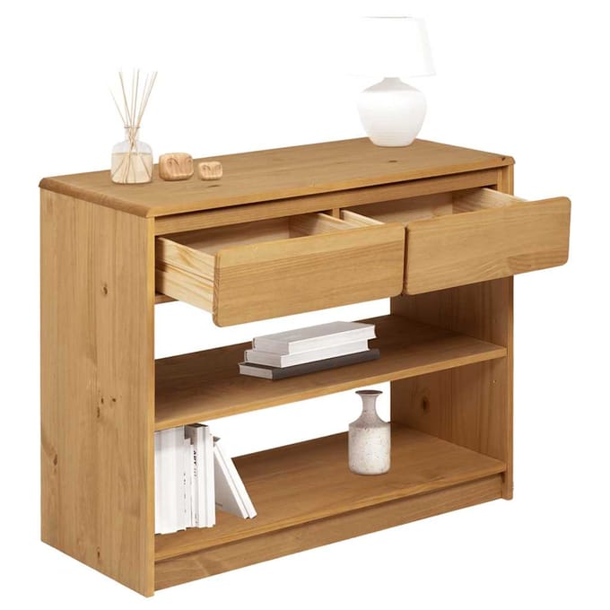 vidaXL Wandtafel SAUDA 89,5x36,5x73 cm massief grenenhout eikenkleurig