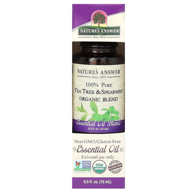 Nature'S Answer, Organic Essential Oil Blend, 100% Pure Tea Tree & Spearmint, 15 Ml (0.5 Fl Oz)