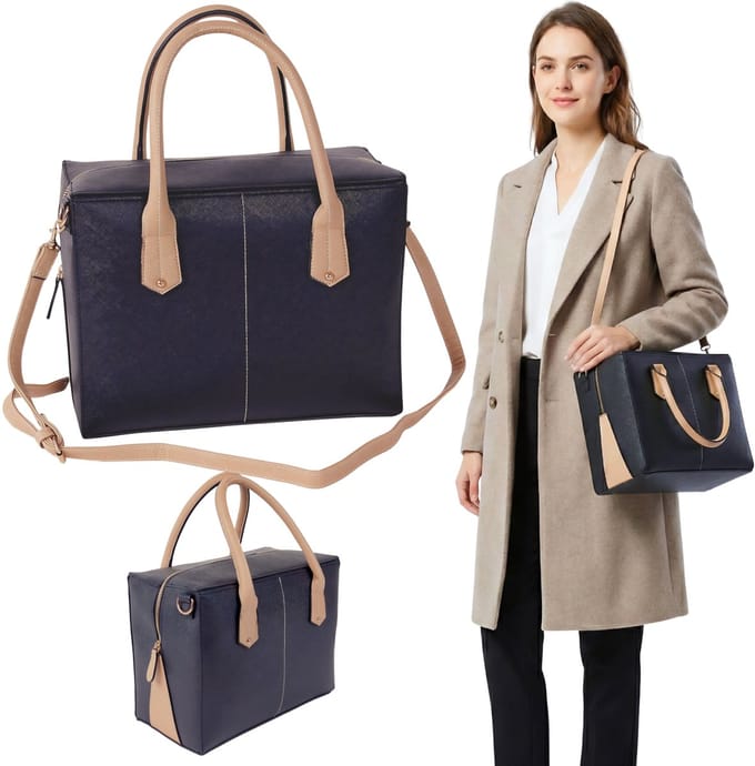 Elegante damstas met ritssluiting, zwarte schoudertas + lange riem