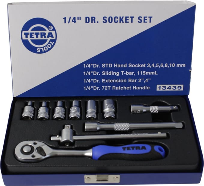 TETRA Tools - Doppenset - Dopsleutel - Dopsleutelset - 1/4 - 10-delig, 3, 4, 5, 6, 8, 10 mm