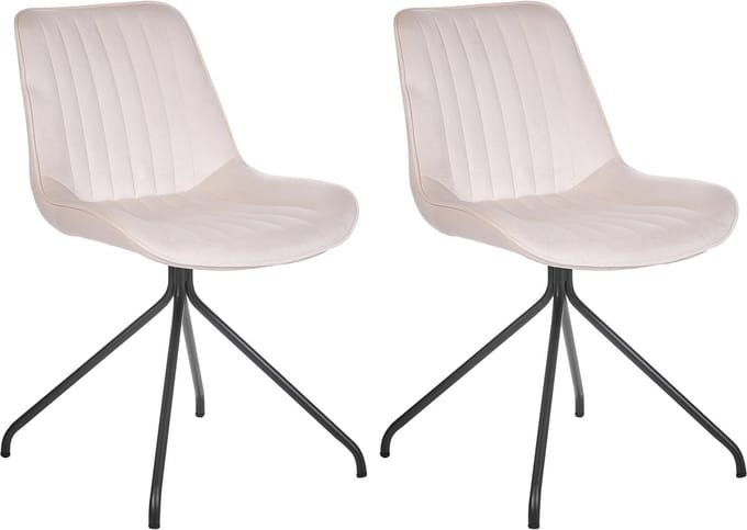 NAVASOTA - Eetkamerstoel set van 2 - Beige - Fluweel