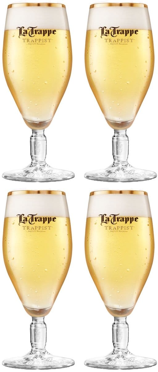 La Trappe Bierglazen 30cl - Transparant Voetglas - Set van 4 Stuks - Ideaal voor Trappistenbier