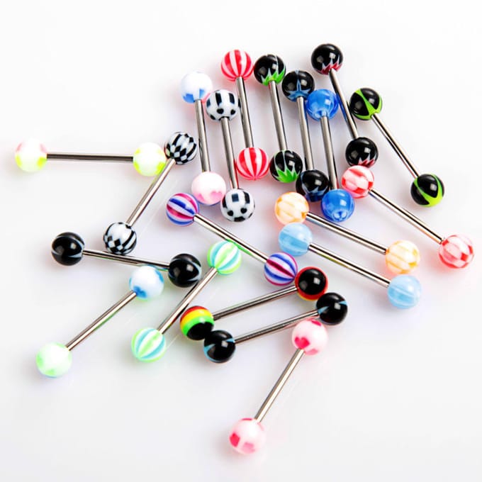Bal Tongringen Roestvrij Staal Acryl Modieuze Piercing Barbell Lichaamspiercing Sieraden 20Pcs veelkleurig