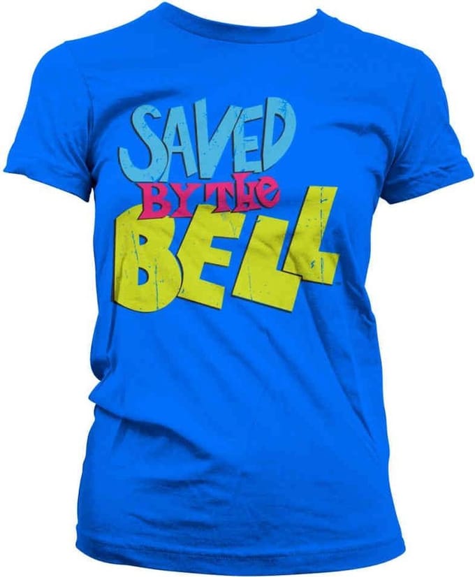 Saved By The Bell Dames Tshirt -L- Distressed Logo Blauw