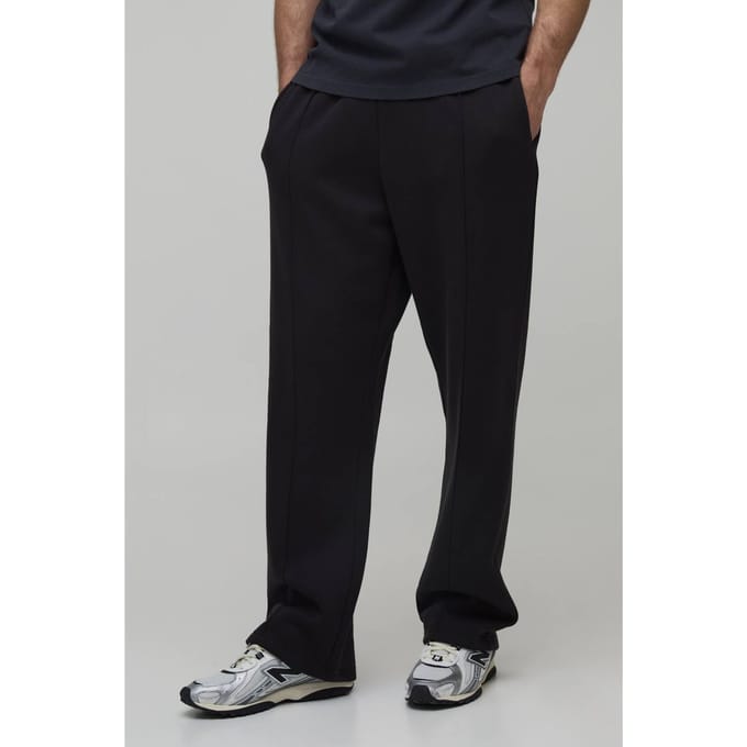 Rechte Pasvorm Pintuck Gewassen Jogger | Black | Size Medium