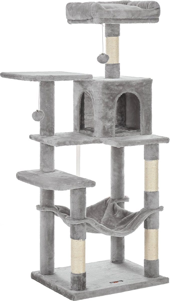 Krabpaal met Hangmat - Kattenboom - Lichtgrijs