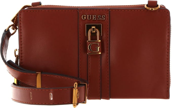 GUESS Schoudertas Ginevra Mini Girlfriend Crossbody Whiskey Bruine