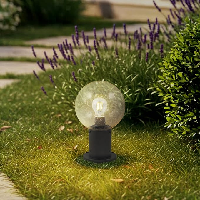 Lindby - Sokkellamp - 1licht - Glas, aluminium - H: 32 cm - E27 - transparant, zwart