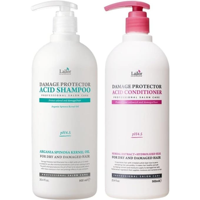 Lador Damage Protector Zuur Shampoo & Conditioner Duo Set 900ml + 900ml white