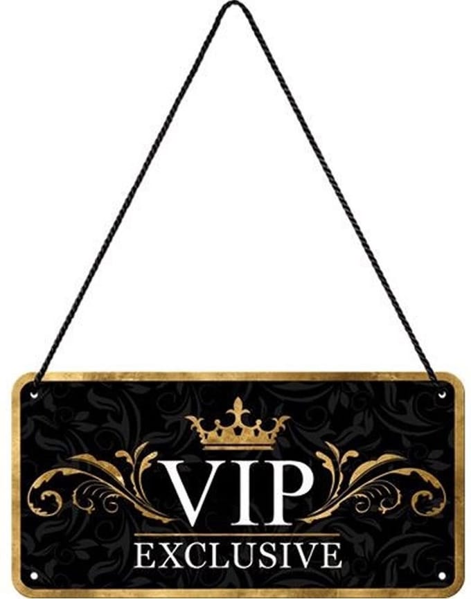 VIP Exclusive Hangend Metalen Bord 10 x 20 cm