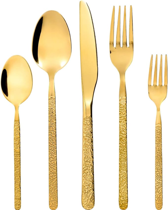 Bestekset 12 Persoons - Vaatwasserbestendig - RVS - Goud