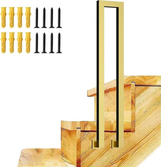 Trapleuning Set - Buiten Leuning - Veilig Traplopen - Smeedijzer Constructie - 55cm Lengte - Zwart