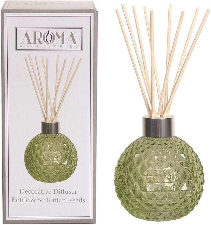 Geurstokjes - Woodbridge - Diffuser - Lege Glazen Geur Verspreider met 50 rotan stokjes (Groen)