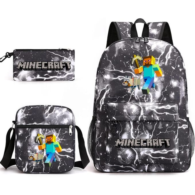 Minecraft Schooltas Game Merchandise Student Grote Capaciteit Print Drie Delige Schooltas Mannen En Vrouwen Three-piece set