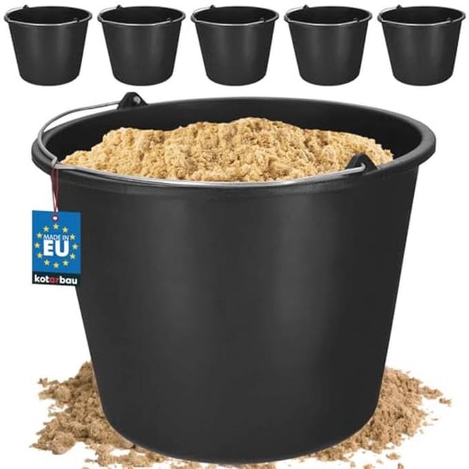 Set van 5 bouwemmers van kunststof - multifunctionele emmers voor elke klus - 16 liter