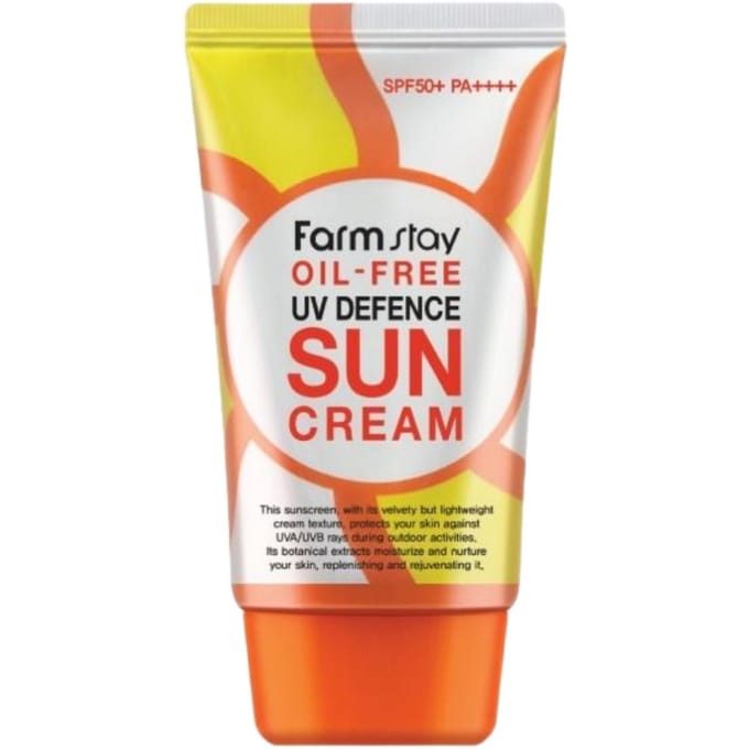 Farmstay Oil Free UV Defense Sun Cream Light Moisture 50g white