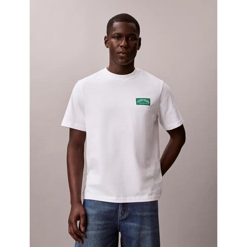 Calvin Klein Heren t-shirt collegiate badge bright wit