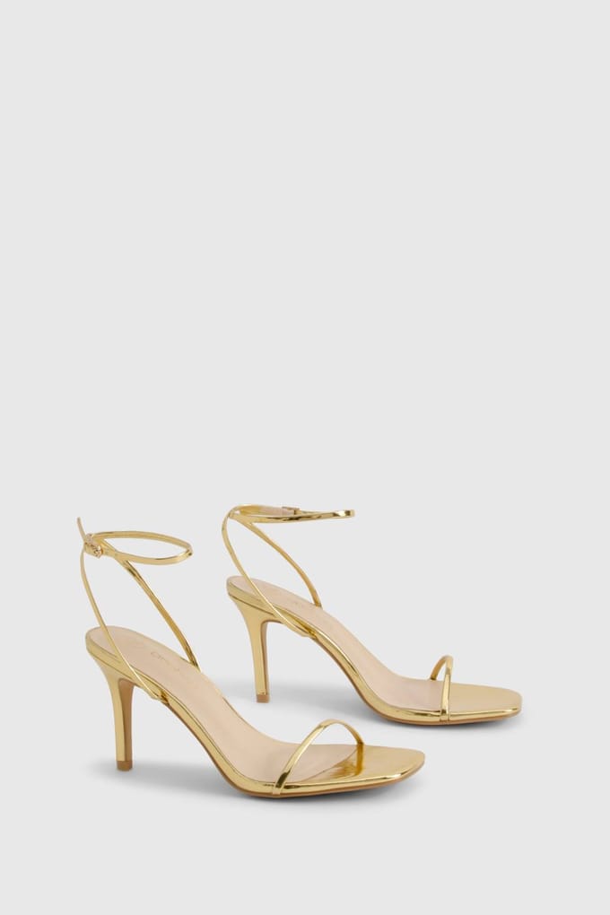 boohoo Dames Metallic Barely There Laag Stilettohakken | Goud | Maat: 37