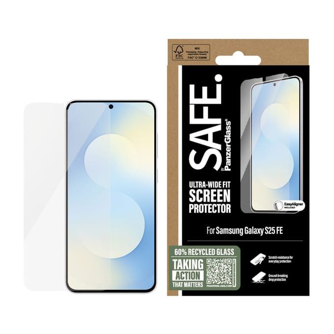SAFE by PanzerGlass Ultra-Wide Fit Screenprotector incl. applicator geschikt voor Samsung Galaxy S25 FE