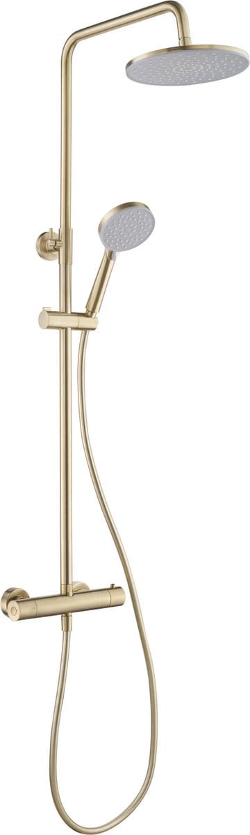 Saqu Eurotrend 225 regendoucheset met 4 straalsoorten Ø23cm geborsteld messing PVD