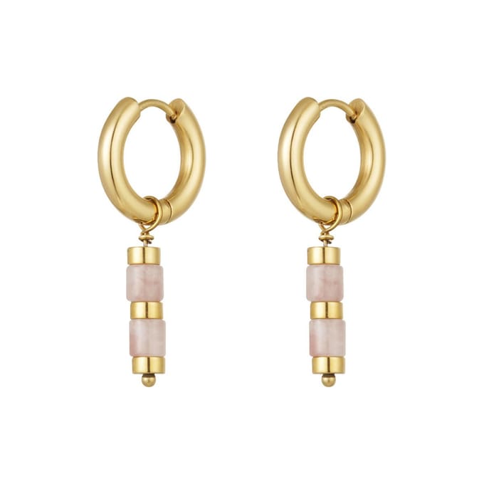 Oorbellen kraaltjes en gouden details - goud/lichtroze