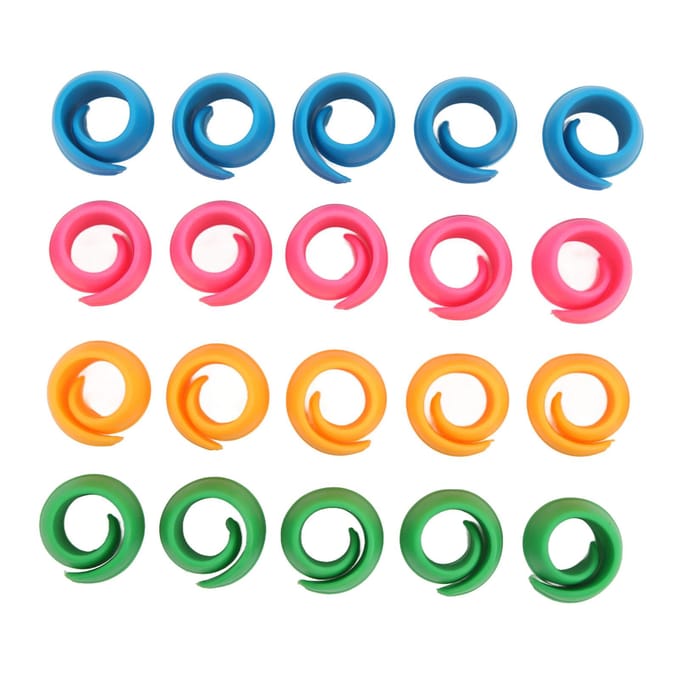 Lot de 20 clips de fixation de bobine en silicone, 4 couleurs, anti-chute blue