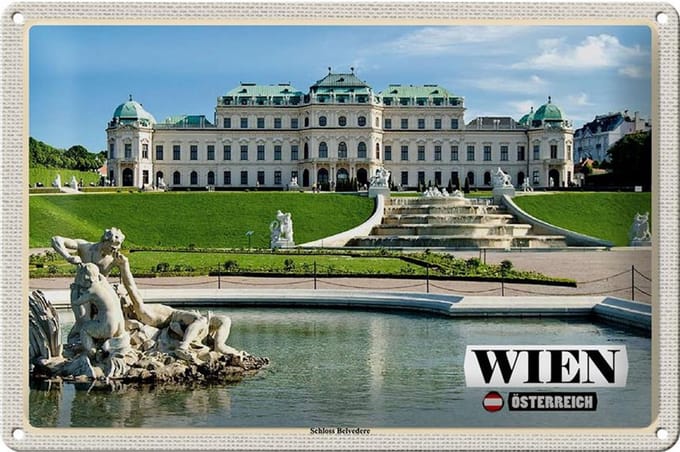 Blechschild Reise Wien Österreich Schloss Belvedere 30x20cm