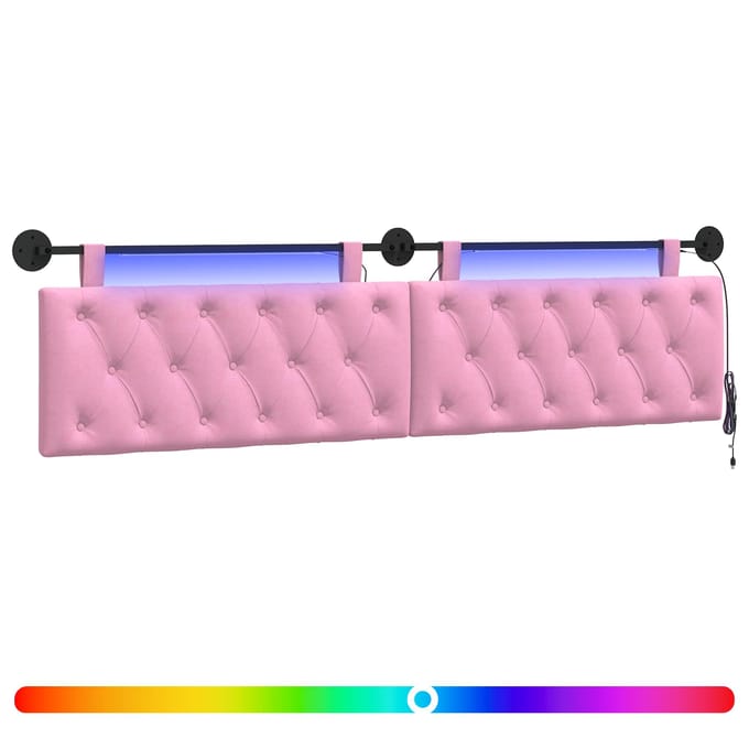 vidaXL - Hangend - hoofdbord - Met - LED-verlichting - Roze - Stof