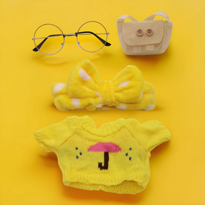 Paper Duck Kleding – Geel trui met Paraplu Geel hoofdbandje