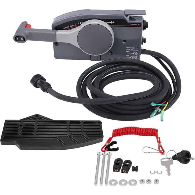 Boîtier de commande à distance à montage latéral pour moteur hors-bord de bateau avec 10 broches pour 703 ?48205?16 black