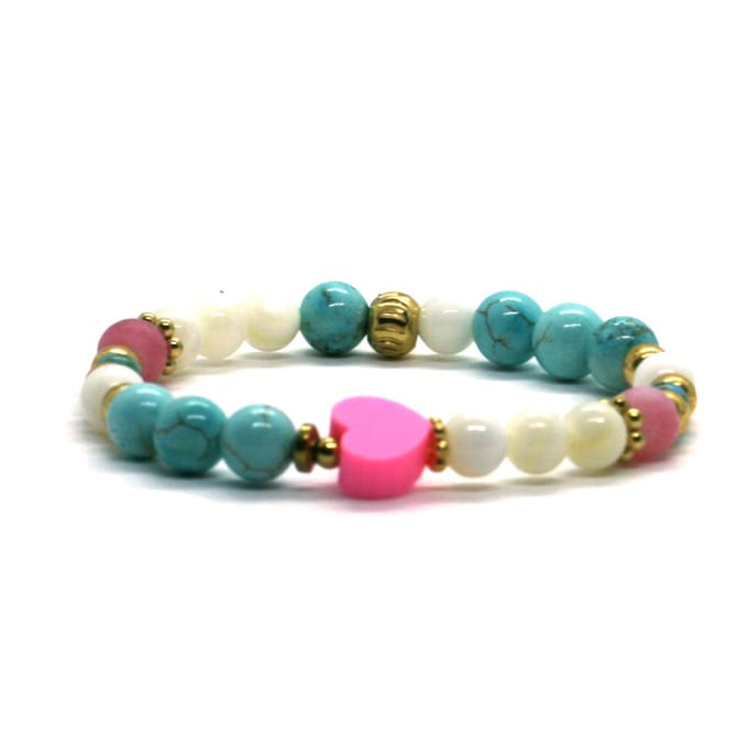 Meisjes armband hartje turkoois rvs 6 mm