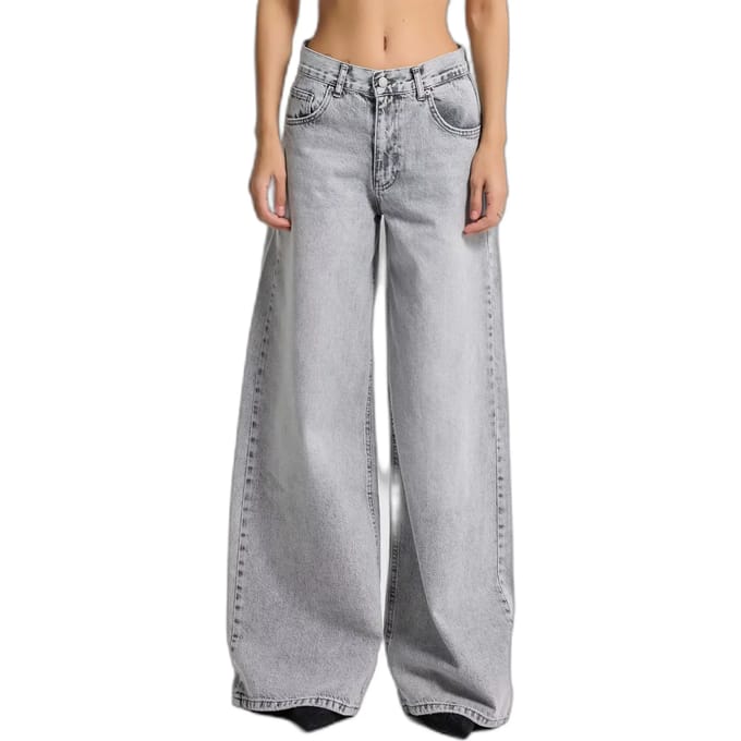 It's Basic - ELENA PALAZZO MID RISE JEANS - LIGHT GRAY