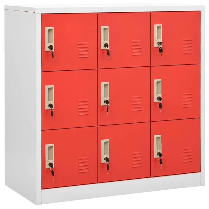 vidaXL - Lockerkast - 90x45x92,5 - cm - staal - lichtgrijs - en - rood