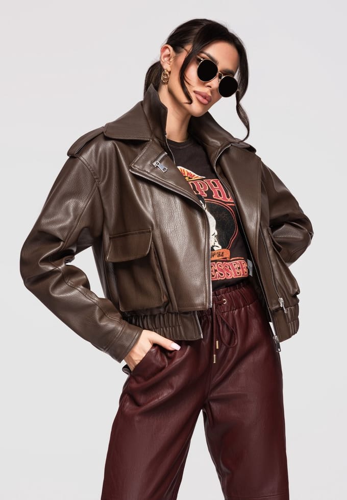 OMBRE Jas - Regular Fit - Polyurethaan - Lange Mouw Chocoladebruin M/L